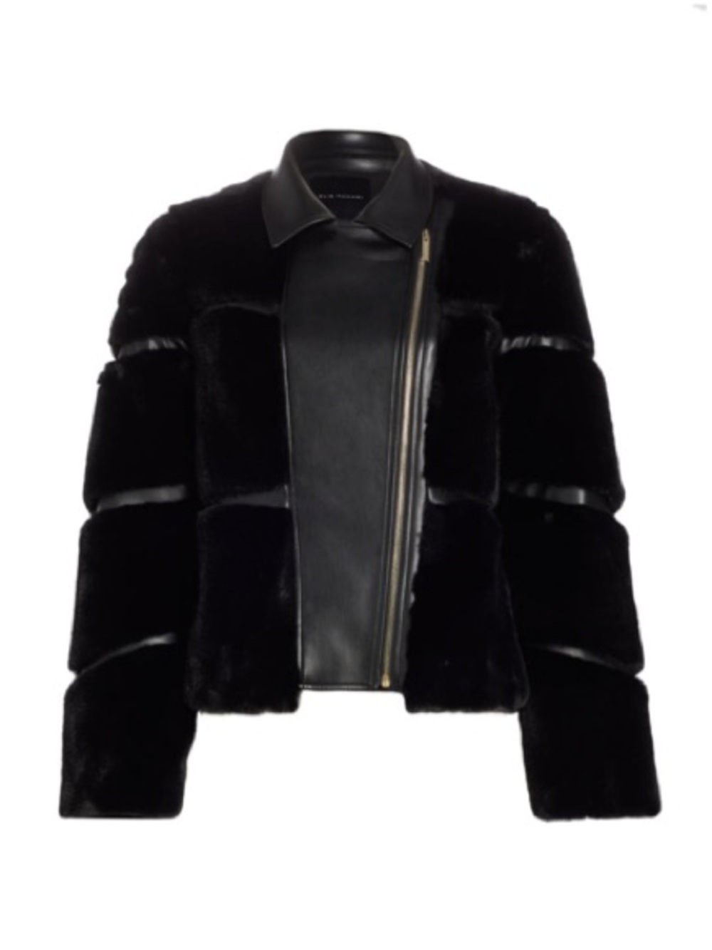 NWOT Elie Tahari Mixed Media Vegan Leather Jacket